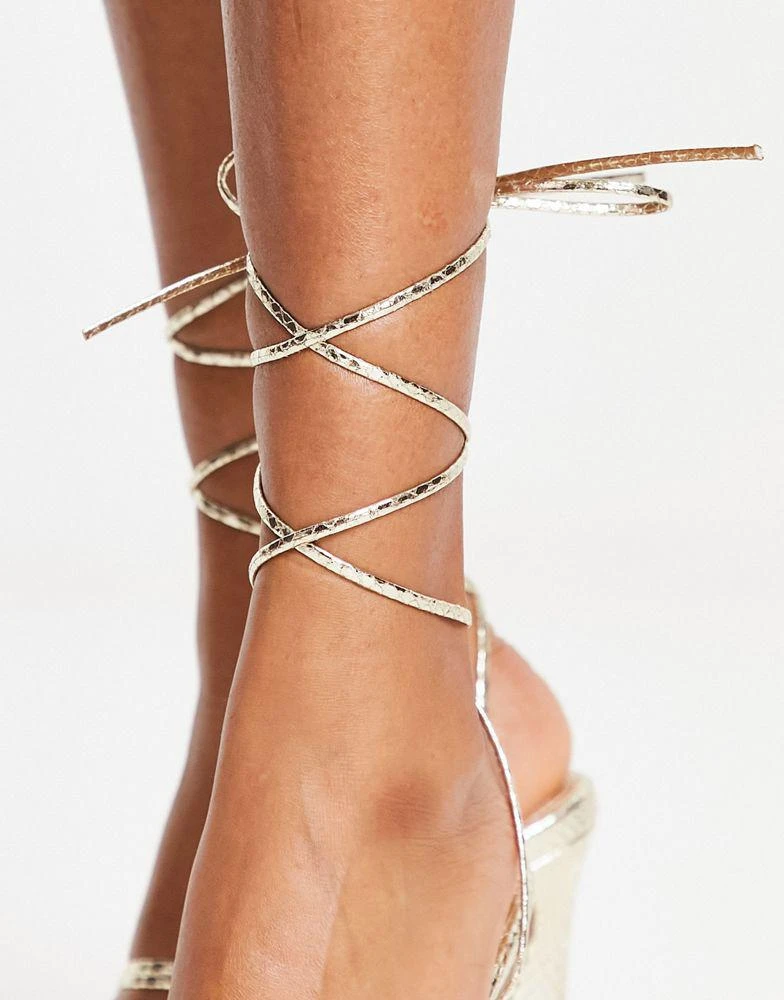 商品ASOS|ASOS DESIGN Navarro pointed high heeled sandals in gold,价格¥164,第3张图片详细描述