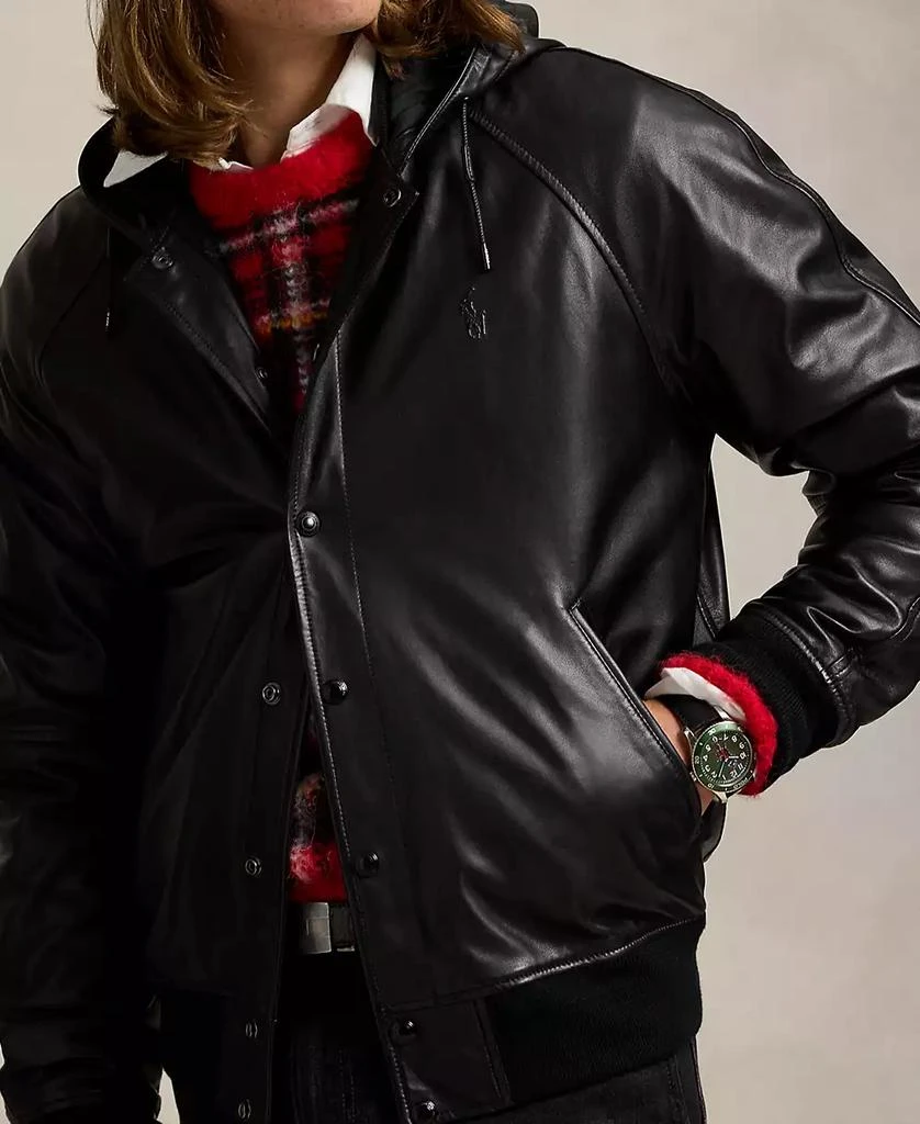 商品Ralph Lauren|Men's Leather Hooded Jacket,价格¥5956,第5张图片详细描述