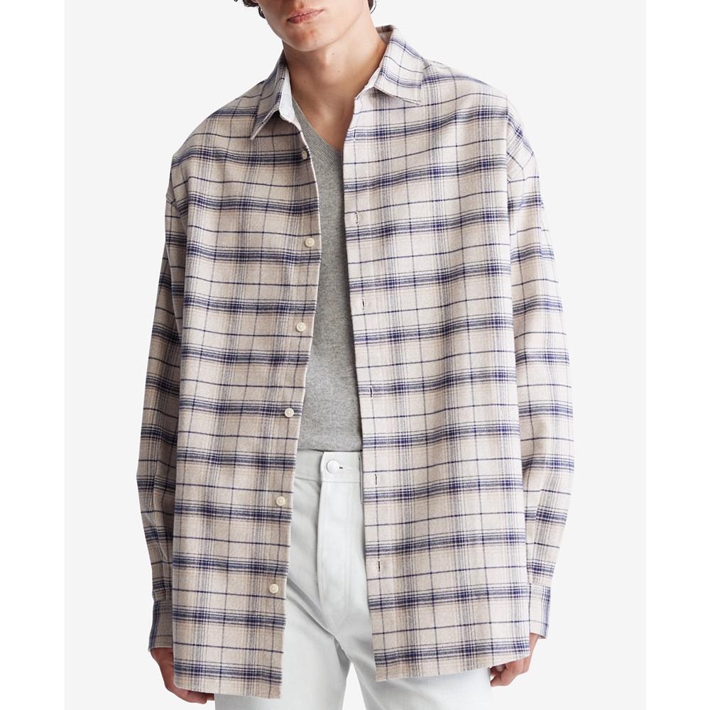 Men's Oversized Flannel Plaid Shirt商品第1张图片规格展示