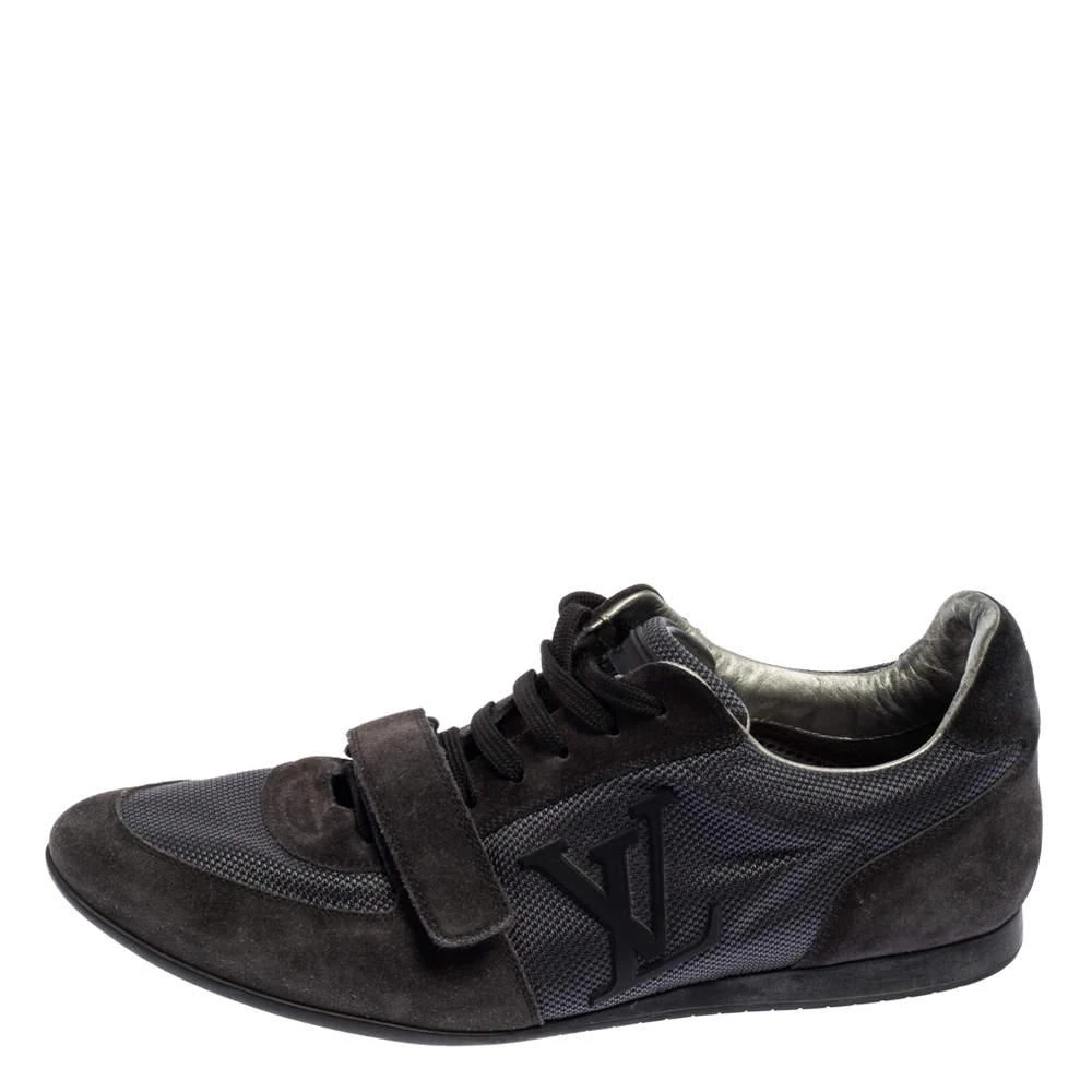 商品[二手商品] Louis Vuitton|Louis Vuitton Navy Blue  Suede And Fabric Trainers Low Top Sneakers Size 40.5,价格¥2131,第2张图片详细描述