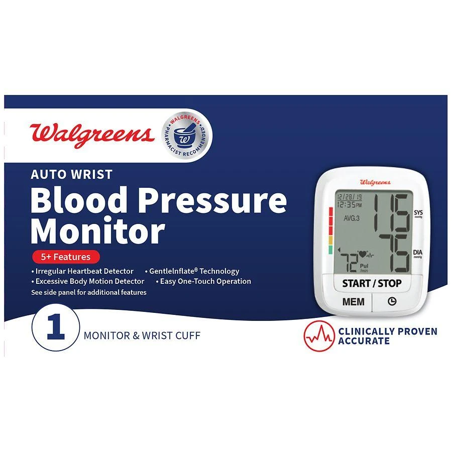 商品Walgreens|Auto Wrist Blood Pressure Monitor,价格¥418,第2张图片详细描述