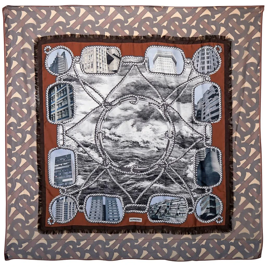 商品Burberry|Burberry Monogram Print Silk Large Square Scarf,价格¥1918,第2张图片详细描述