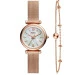 商品Fossil|（化石）女士石英表 玫瑰金不锈钢表带 手表 Carlie ES4443SET,价格¥589,第1张图片