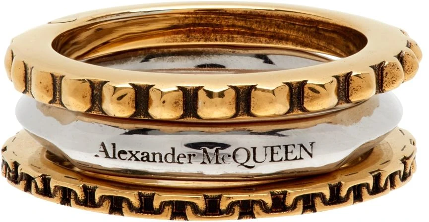 商品Alexander McQueen|Gold & Silver Linked Rings,价格¥3071,第1张图片
