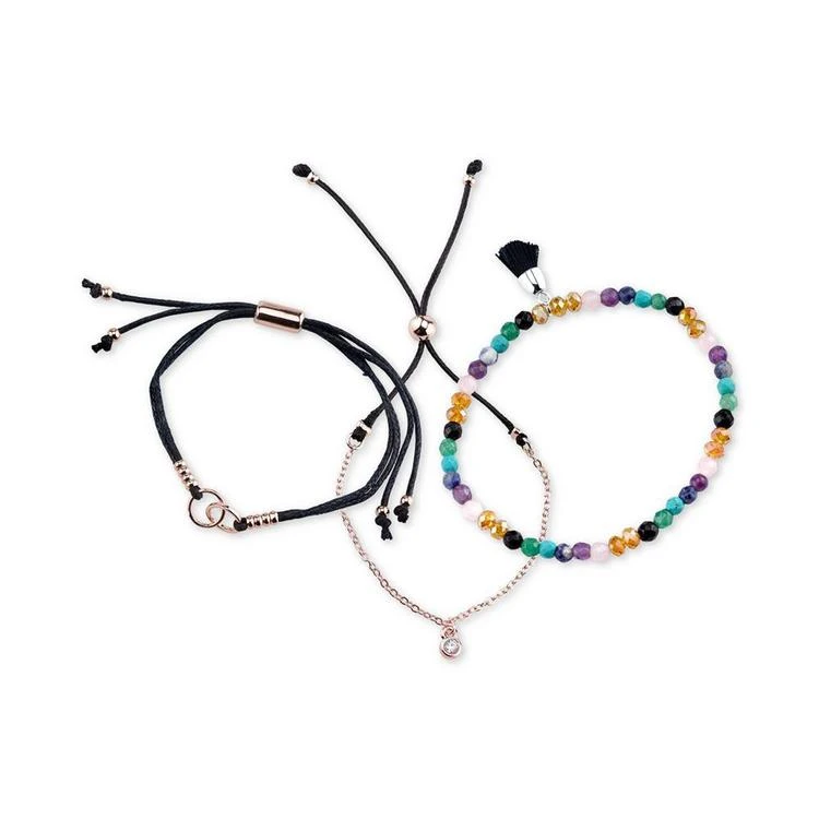 商品Unwritten|3-Pc. Set Two-Tone Crystal, Cord & Bead Adjustable Bracelets,价格¥105,第3张图片详细描述