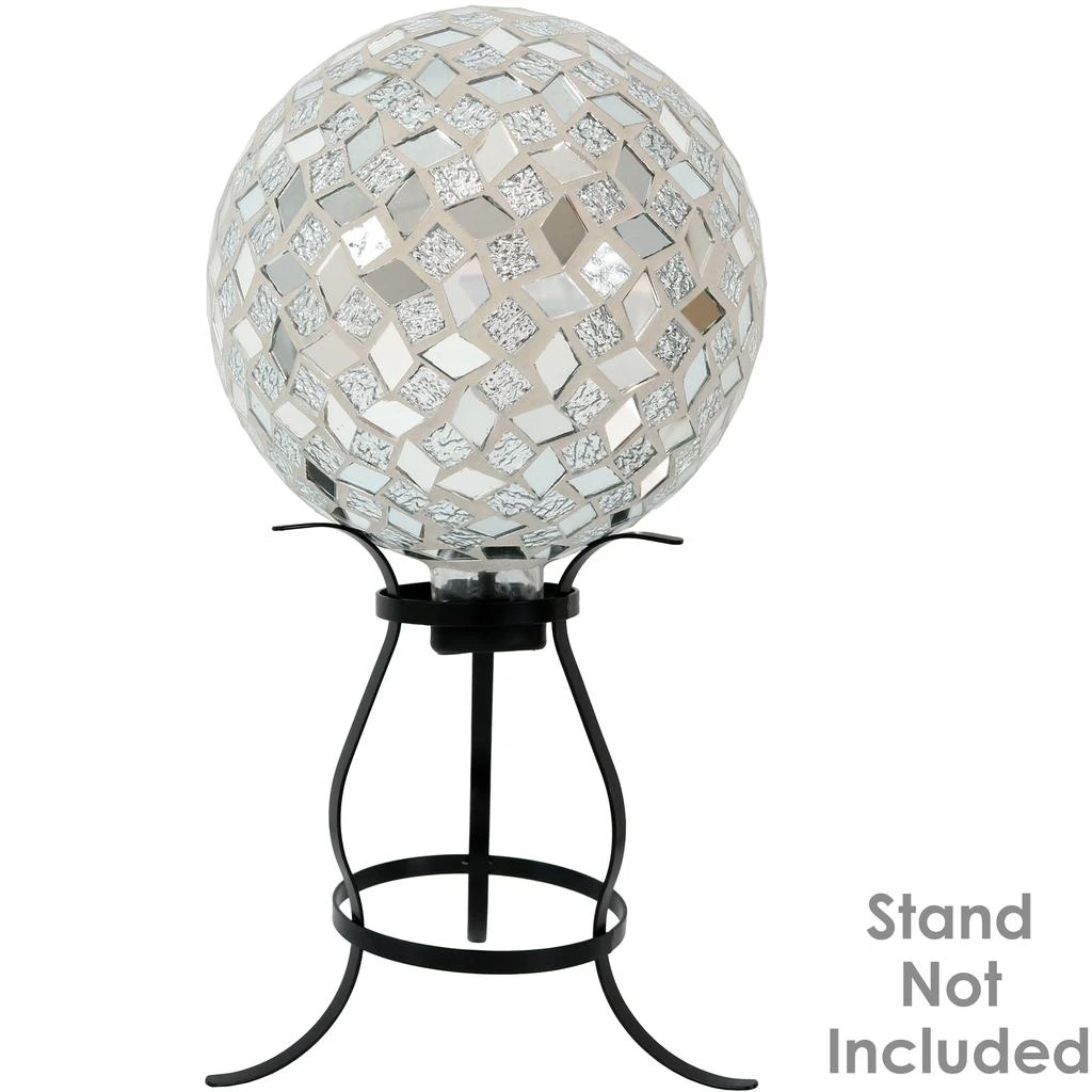 商品Sunnydaze|Indoor/Outdoor Mirrored Diamond Mosaic Gazing Globe Ball for Lawn, Patio or Indoors - 10" Diameter - Silver - 2-Pack,价格¥727,第5张图片详细描述