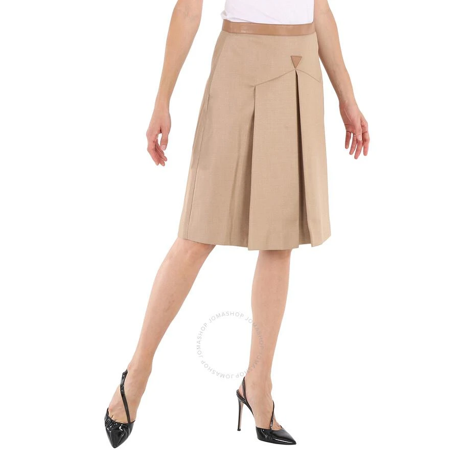 商品Burberry|Ladies Box-pleated Wool Silk Skirt With Lambskin Trim,价格¥1938,第2张图片详细描述