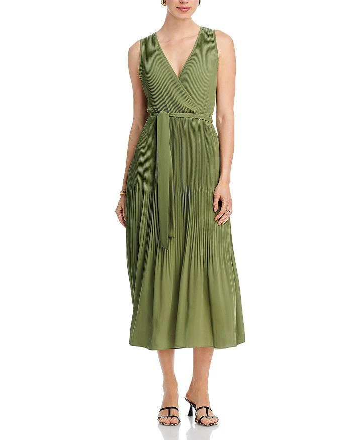 商品Tahari|Pleated Faux Wrap Dress,价格¥332,第1张图片