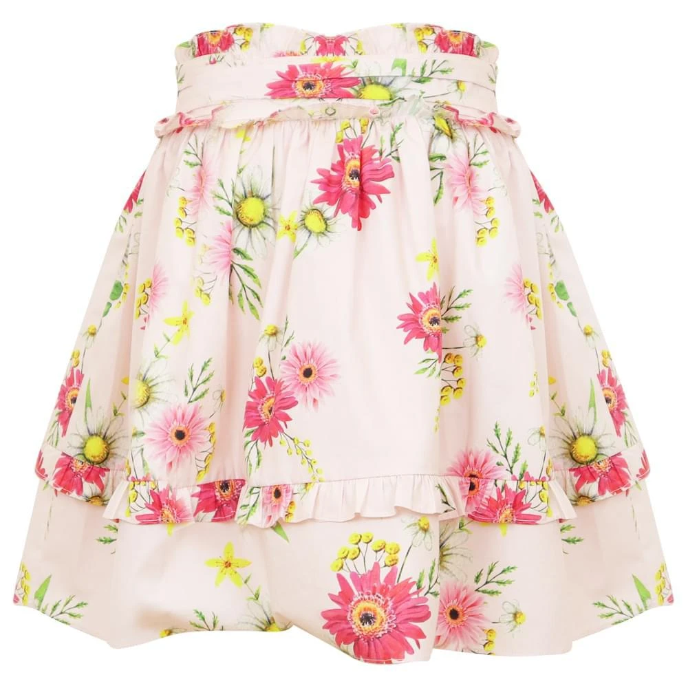 商品Patachou|Pink Floral Pattern Ruffle Trim Skirt,价格¥170,第3张图片详细描述