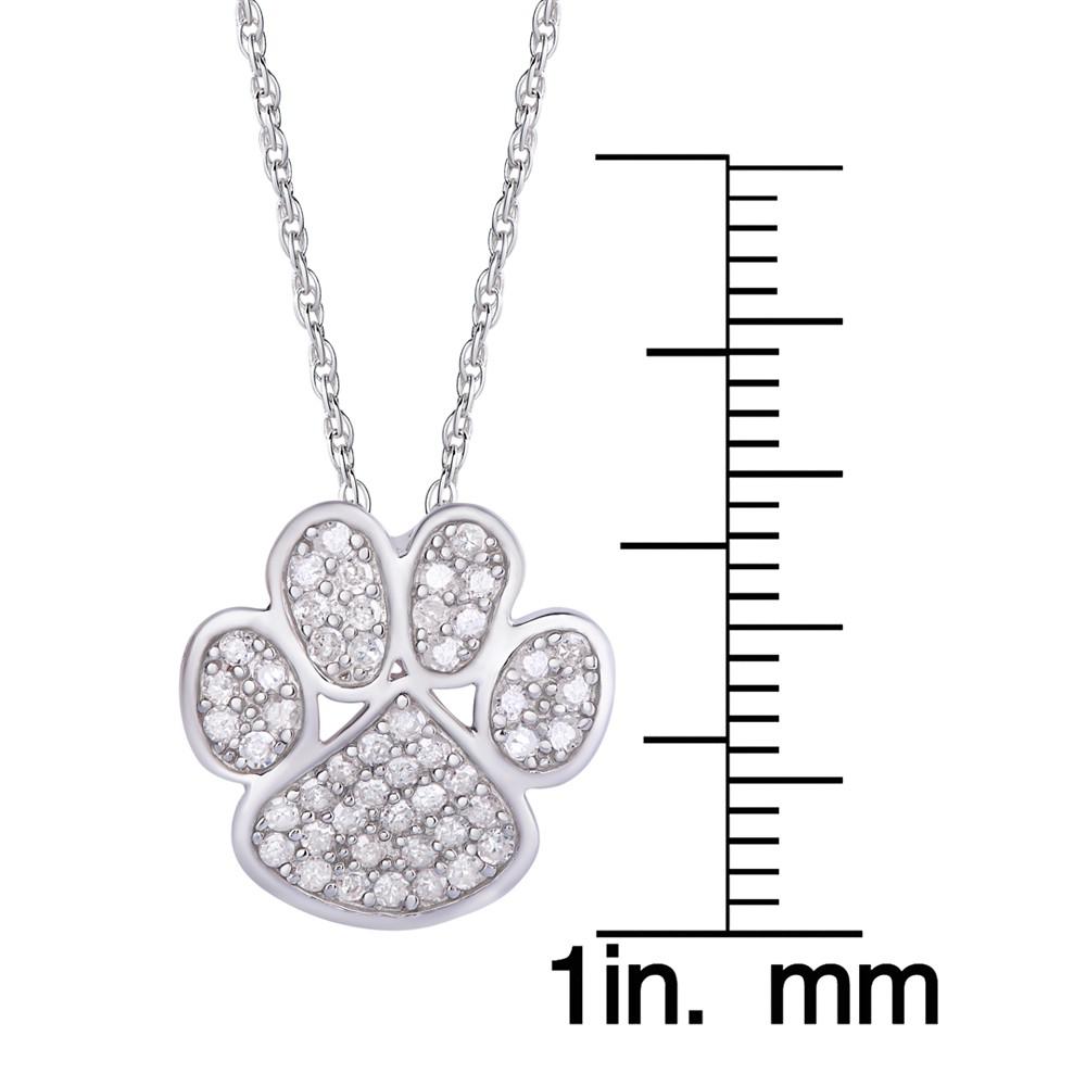 Diamond 1/4 ct. t.w. Paw Print Pendant Necklace in Sterling Silver商品第4张图片规格展示
