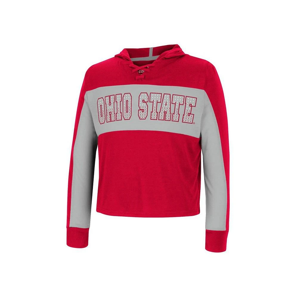 商品Colosseum|Big Girls Scarlet Ohio State Buckeyes Galooks Hoodie Lace-Up Long Sleeve T-shirt,价格¥301,第3张图片详细描述