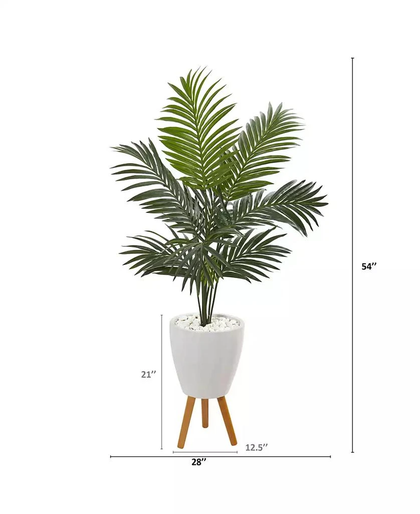 商品NEARLY NATURAL|4.5' Kentia Artificial Palm Tree in White Planter with Legs,价格¥1578,第2张图片详细描述