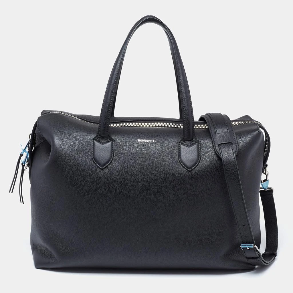 商品Burberry|Burberry Black Leather Lawrence Holdall Weekend Bag,价格¥8564,第1张图片