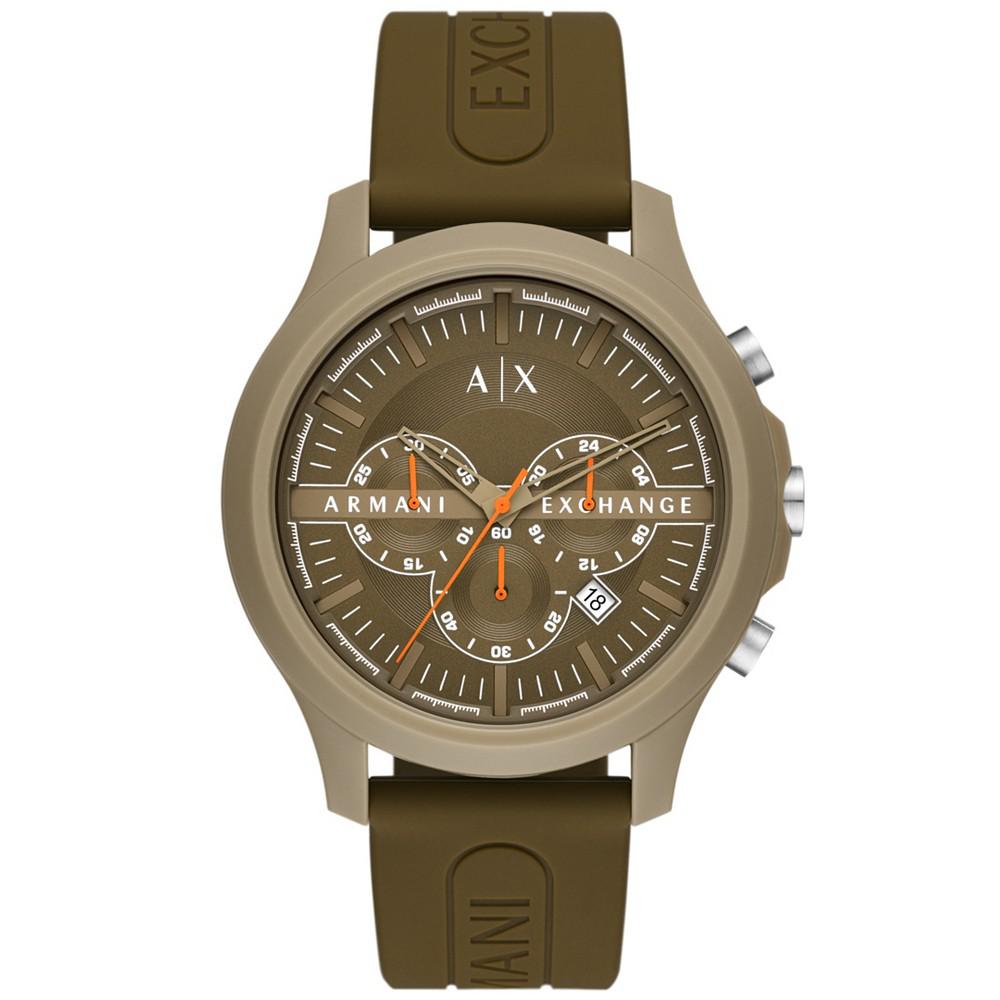Men's Chronograph Brown Silicone Strap Watch, 46mm商品第1张图片规格展示