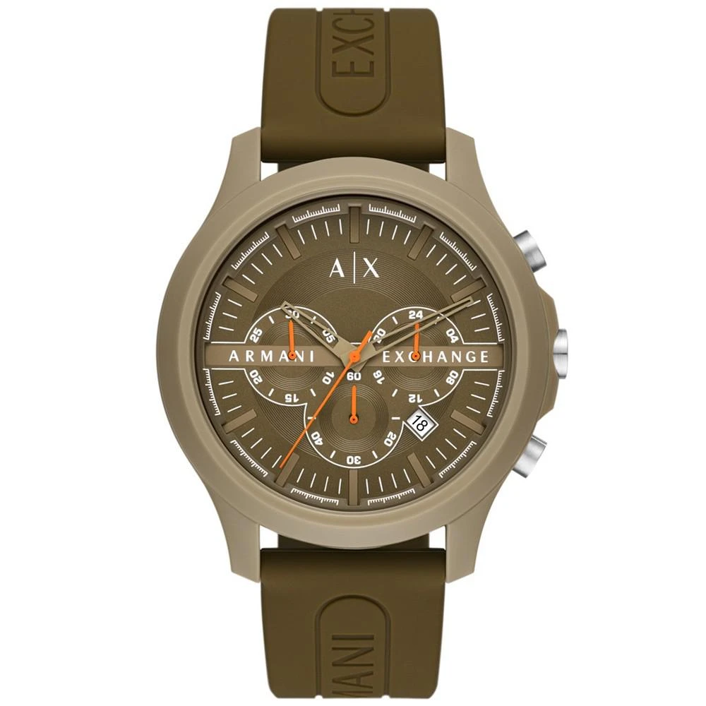 商品Armani Exchange|Men's Chronograph Brown Silicone Strap Watch, 46mm,价格¥785,第1张图片