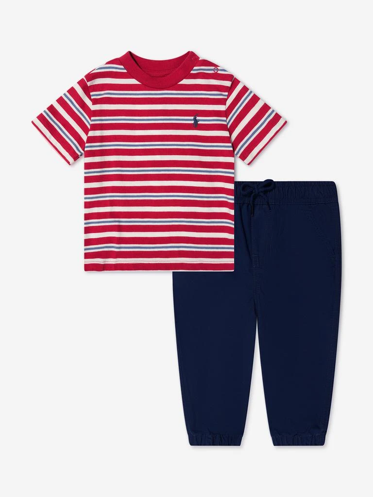商品Ralph Lauren|Baby Boys T-Shirt And Pants Set in Red,价格¥481,第1张图片