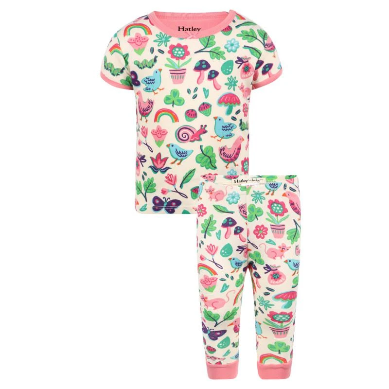 商品Hatley|Rainbow park organic pajama set in white and pink,价格¥402,第1张图片