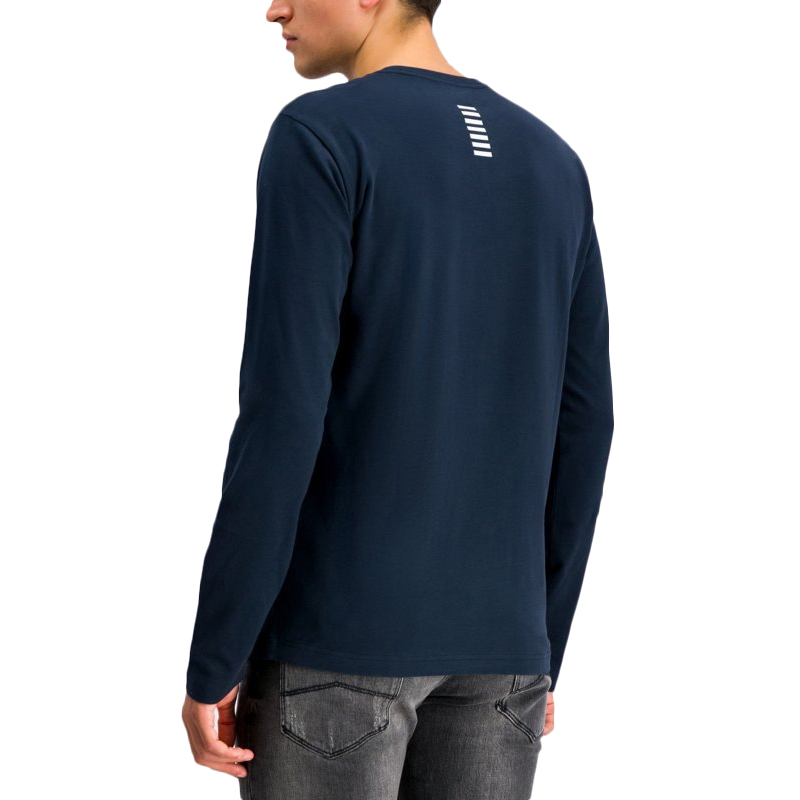 Emporio Armani 安普里奥 阿玛尼 男士黑蓝色棉质经典LOGO款圆领长袖T恤 6GPT40-J2AZ-1578商品第3张图片规格展示