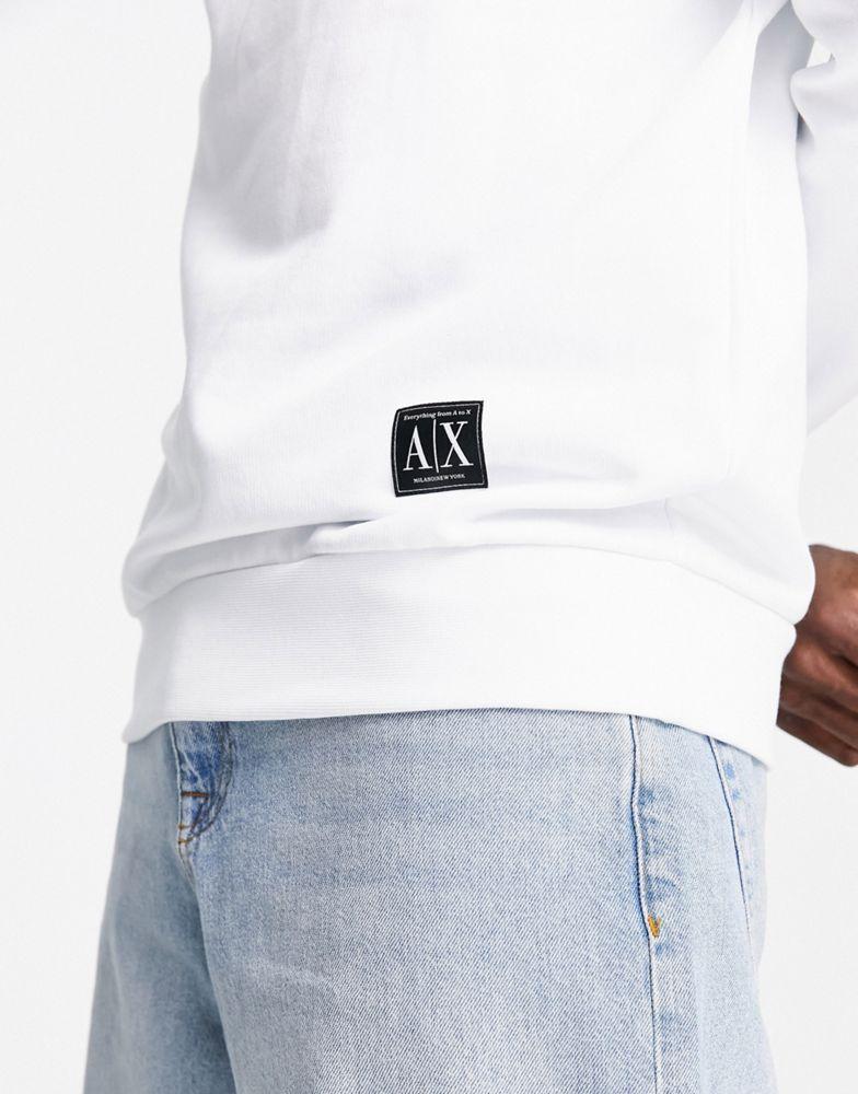 Armani Exchange Pima small logo cotton sweatshirt in white商品第4张图片规格展示