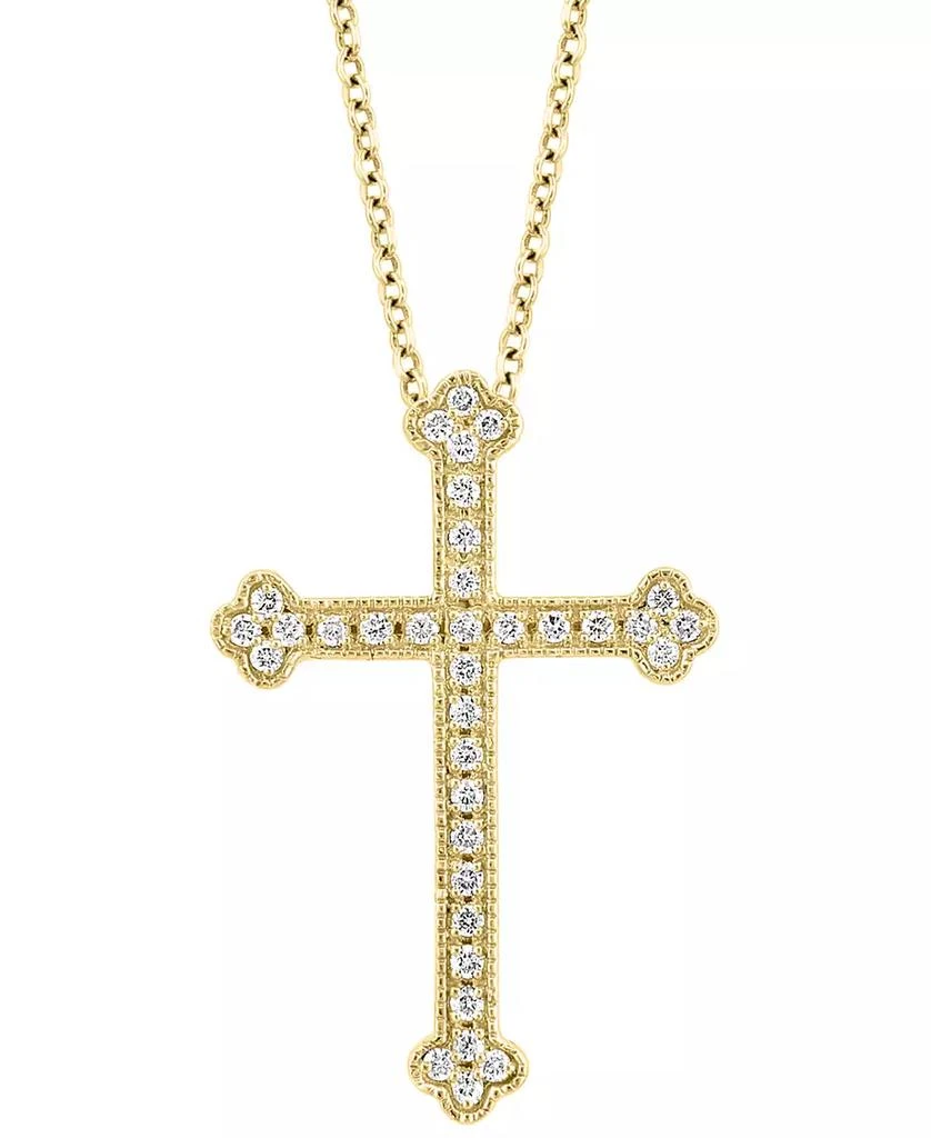 商品Effy|EFFY® Diamond Cross 18" Pendant Necklace (1/5 ct. t.w.) in 14k Gold,价格¥11960,第3张图片详细描述