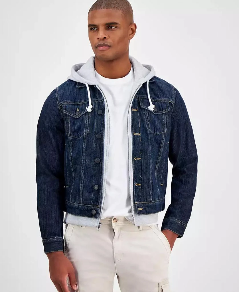 商品Sun + Stone|Men's Reeves Trucker Hooded Denim Jacket, Created for Macy's,价格¥379,第1张图片