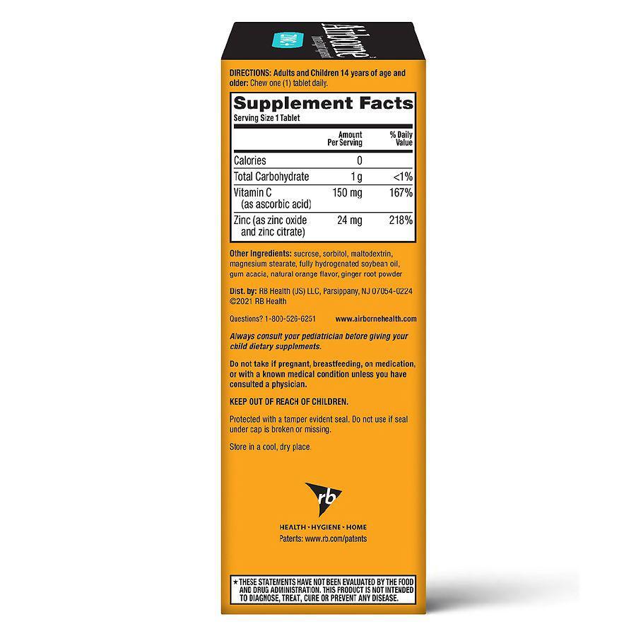 商品Airborne|Zinc + Vitamin C Immune Support Supplement Chewable Tablets Orange,价格¥187,第6张图片详细描述
