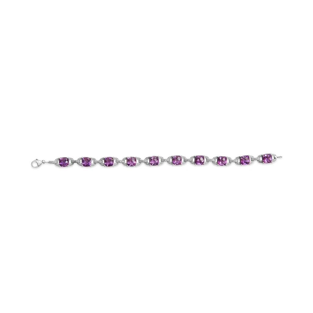 商品Haus of Brilliance|.925 Sterling Silver 7mm Cushion Cut Amethyst Gemstone and Diamond Tennis Link Bracelet,价格¥8105,第4张图片详细描述