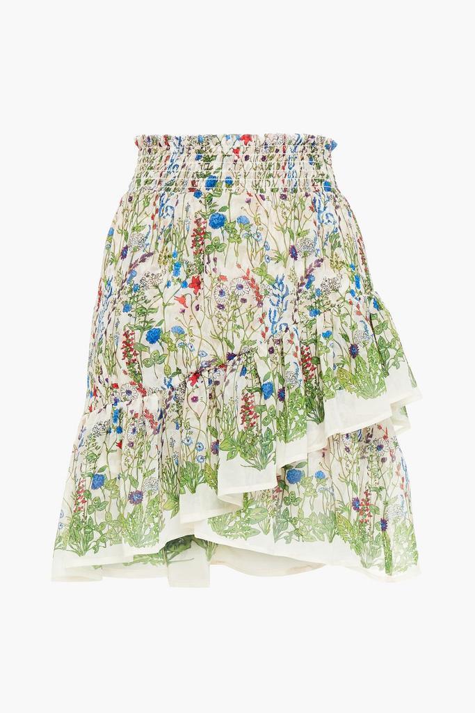 商品Maje|Jonquille ruffled floral-print crepe de chine mini skirt,价格¥765,第1张图片