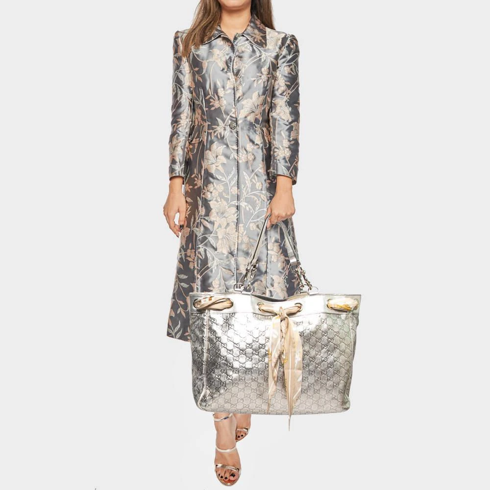 商品[二手商品] Gucci|Gucci Metallic Gold Guccissima Leather Positano Scarf Shopper Tote,价格¥3519,第2张图片详细描述
