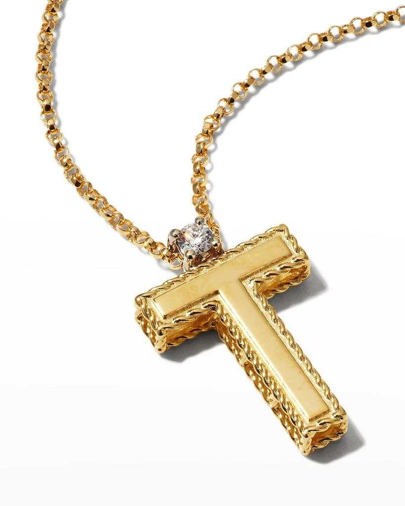 商品Roberto Coin|Princess 18K Yellow Gold Diamond Initial Necklace, T,价格¥8967,第3张图片详细描述