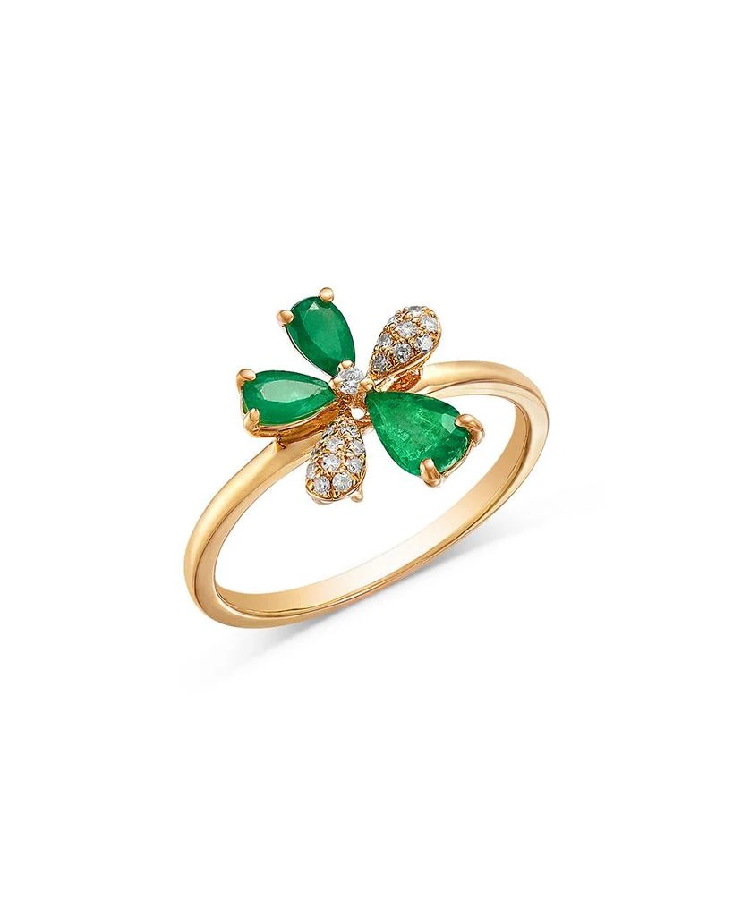 商品Bloomingdale's Fine Collection|Emerald & Diamond Flower Ring in 14K Yellow Gold,价格¥8094,第1张图片