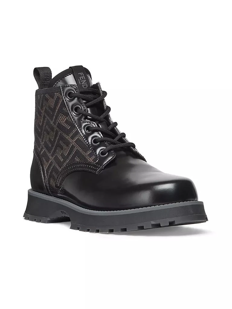 商品Fendi|FF Printed Leather Lace-Up Ankle Boots,价格¥8657,第2张图片详细描述