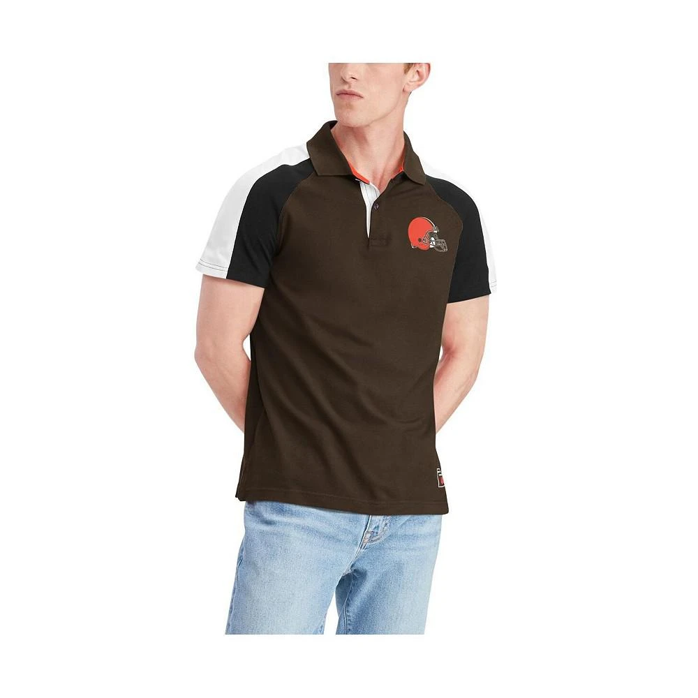 商品Tommy Hilfiger|Men's Brown and White Cleveland Browns Holden Raglan Polo Shirt,价格¥525,第4张图片详细描述