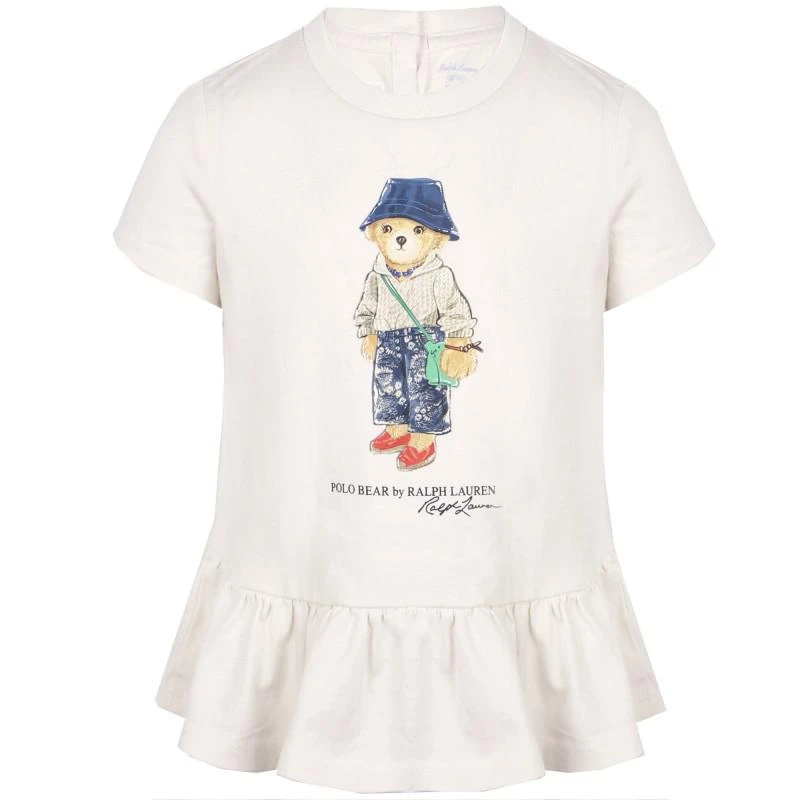 商品Ralph Lauren|Polo bear cotton white jersey peplum top and t shirt set in white and navy,价格¥898,第2张图片详细描述