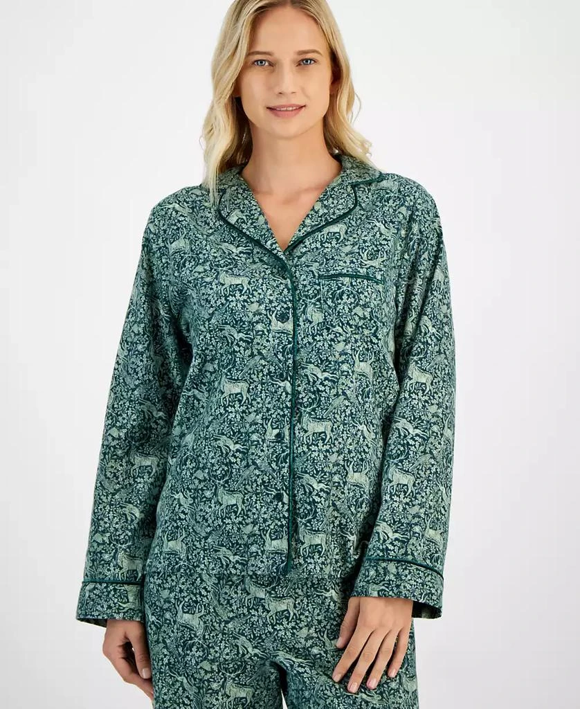 商品Charter Club|Petite Women's Long-Sleeve Cotton Flannel Packaged Pajama Set, Created for Macy's,价格¥212,第3张图片详细描述
