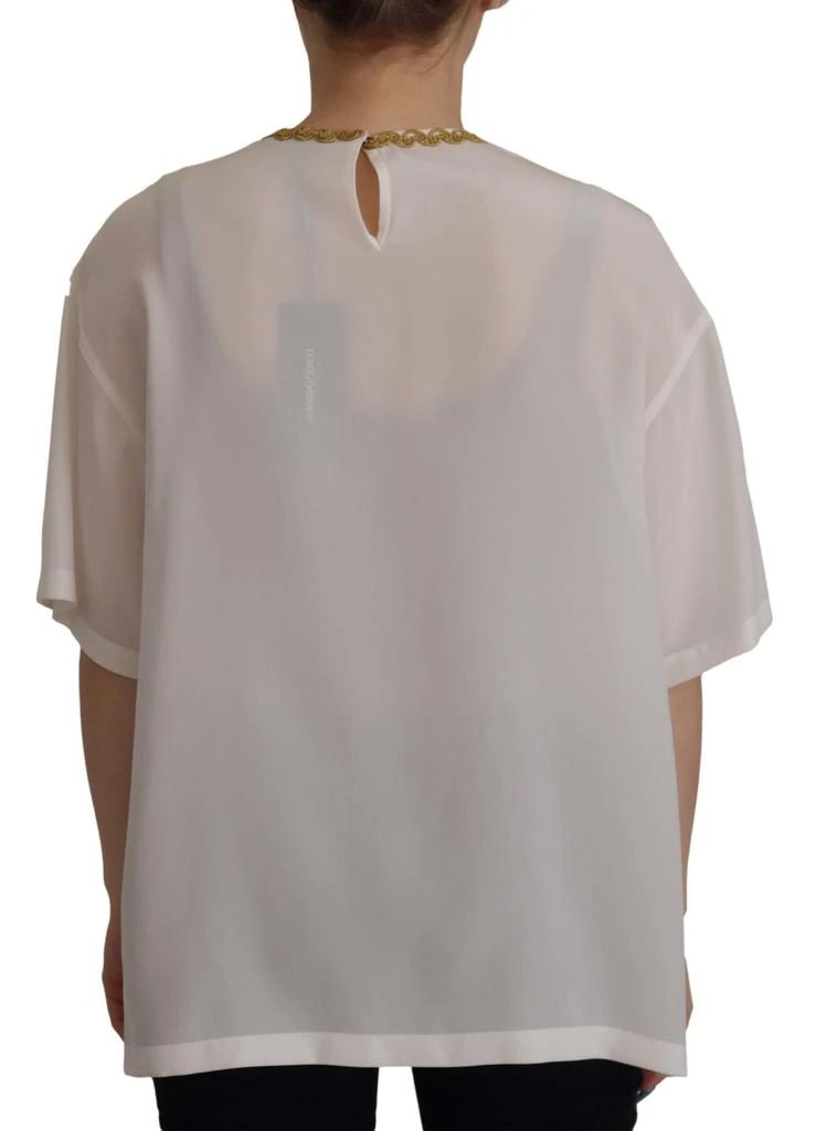 商品Dolce & Gabbana|Elegant Silk Blouse with gold Crown Women's Embroidery,价格¥8835,第3张图片详细描述