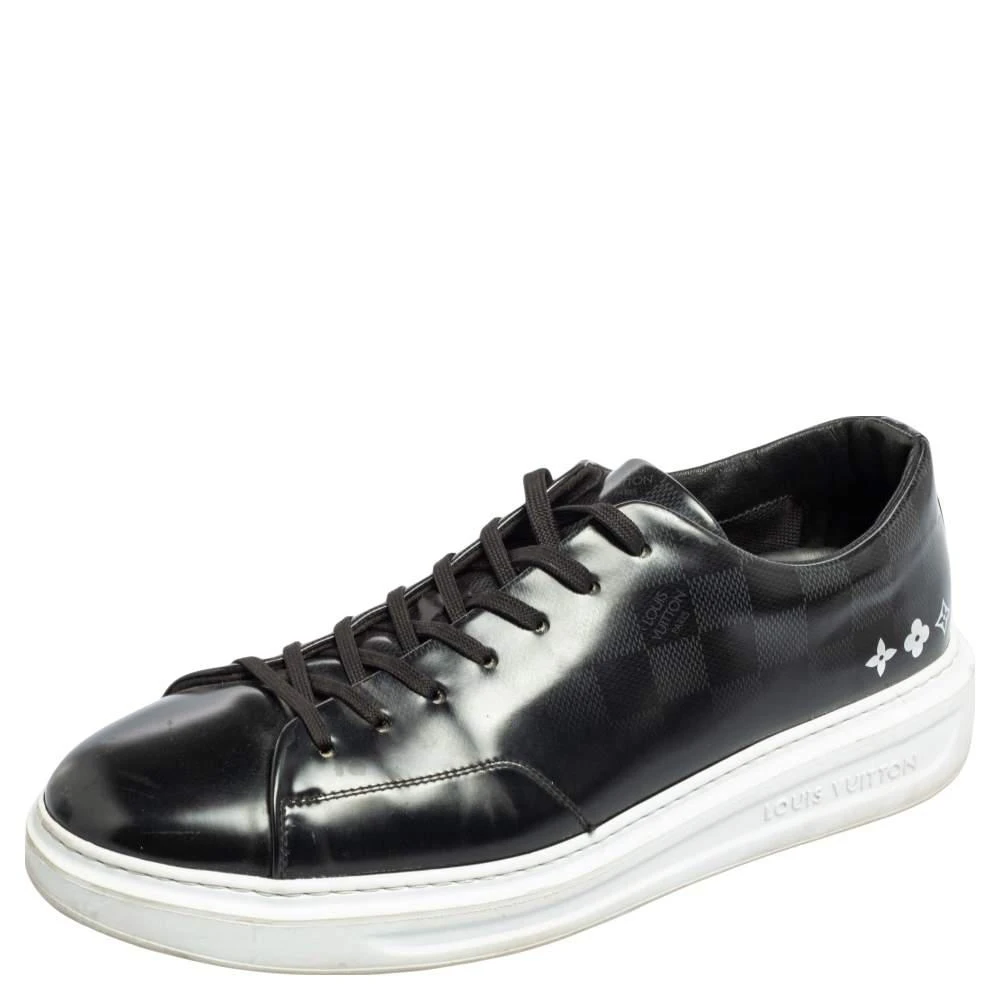 商品[二手商品] Louis Vuitton|Louis Vuitton Black Damier Glazed Canvas Beverly Hills Low-Top Sneaker Size 43.5,价格¥2968,第1张图片