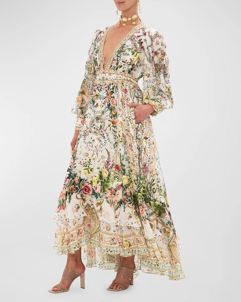 商品Camilla|Long Frilled Silk Button-Front Dress,价格¥7858,第5张图片详细描述