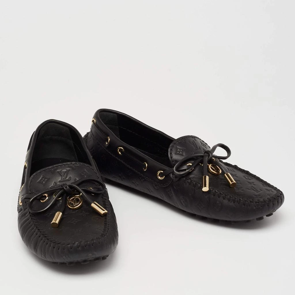 商品[二手商品] Louis Vuitton|Louis Vuitton Black Monogram Leather Bow Slip On Loafers Size 35.5,价格¥3829,第4张图片详细描述
