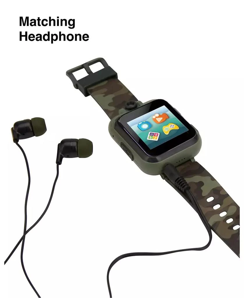 商品Playzoom|Kid's Dark Green Camo Prints Silicone Strap Touchscreen Smart Watch 42mm with Earbuds Gift Set,价格¥187,第5张图片详细描述