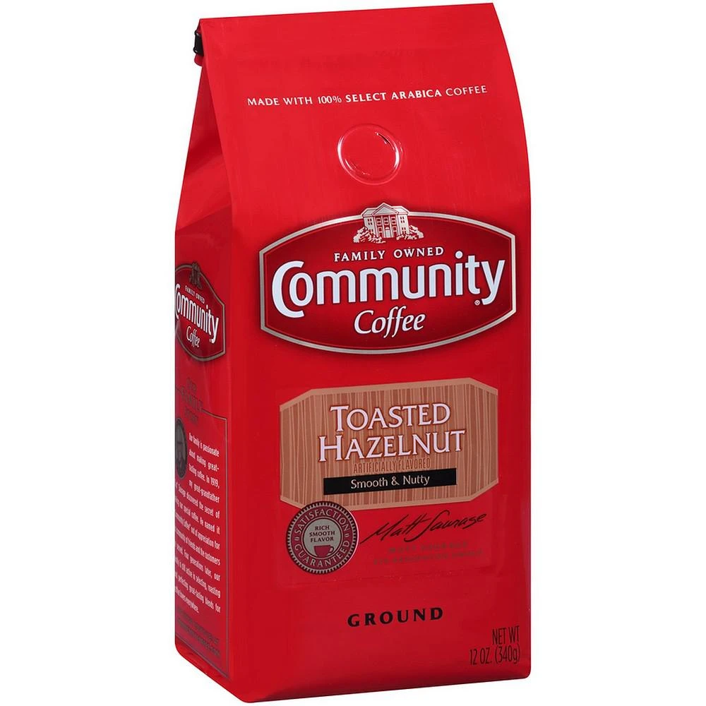 商品Community Coffee|Toasted Hazelnut Medium Roast Premium Ground Coffee, 12 Oz - 6 Pack,价格¥463,第2张图片详细描述