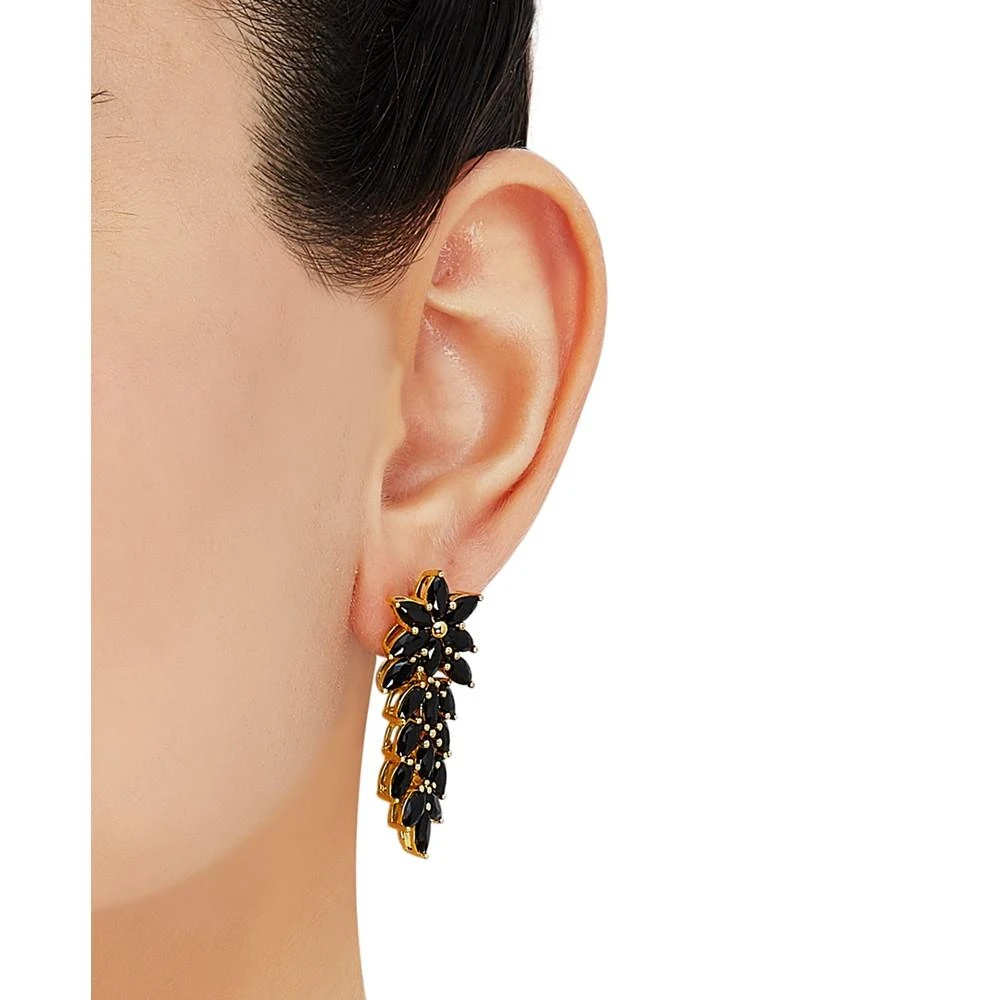 商品Macy's|Onyx Leaf Drop Earrings in 14k Gold-Plated Sterling Silver,价格¥1014,第2张图片详细描述