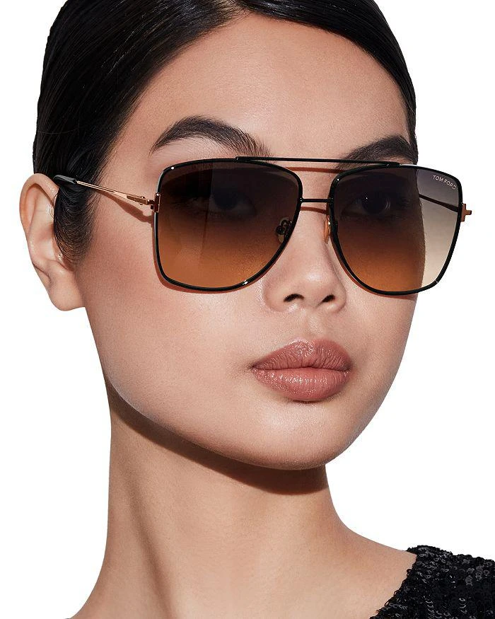 商品Tom Ford|Reggie Brow Bar Aviator Sunglasses, 61mm,价格¥3687,第2张图片详细描述