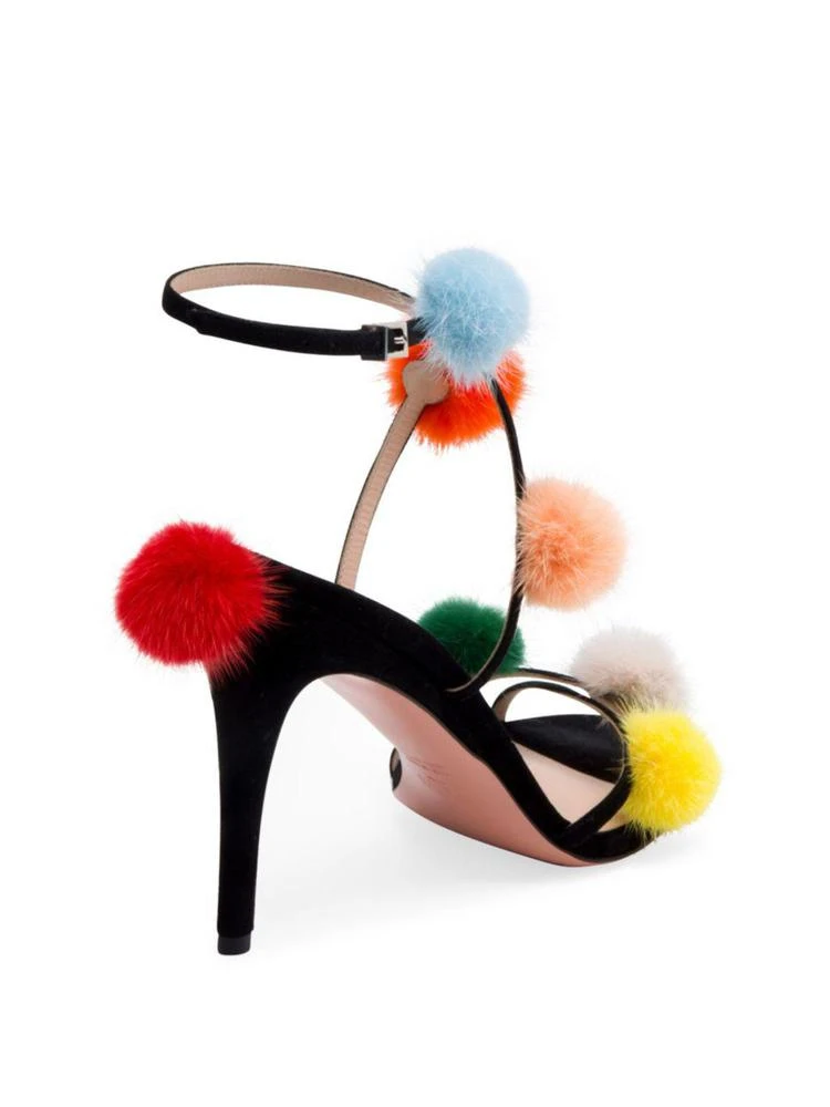 商品Fendi|Mink Fur Pom-Pom Suede Sandals,价格¥2985,第2张图片详细描述