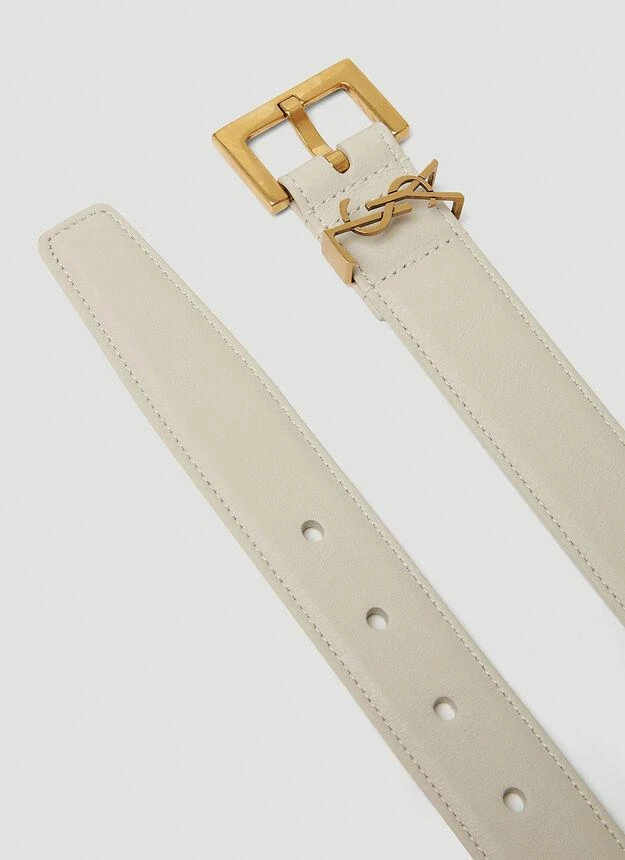 商品Yves Saint Laurent|Monogram Narrow Belt in Cream,价格¥4578,第3张图片详细描述