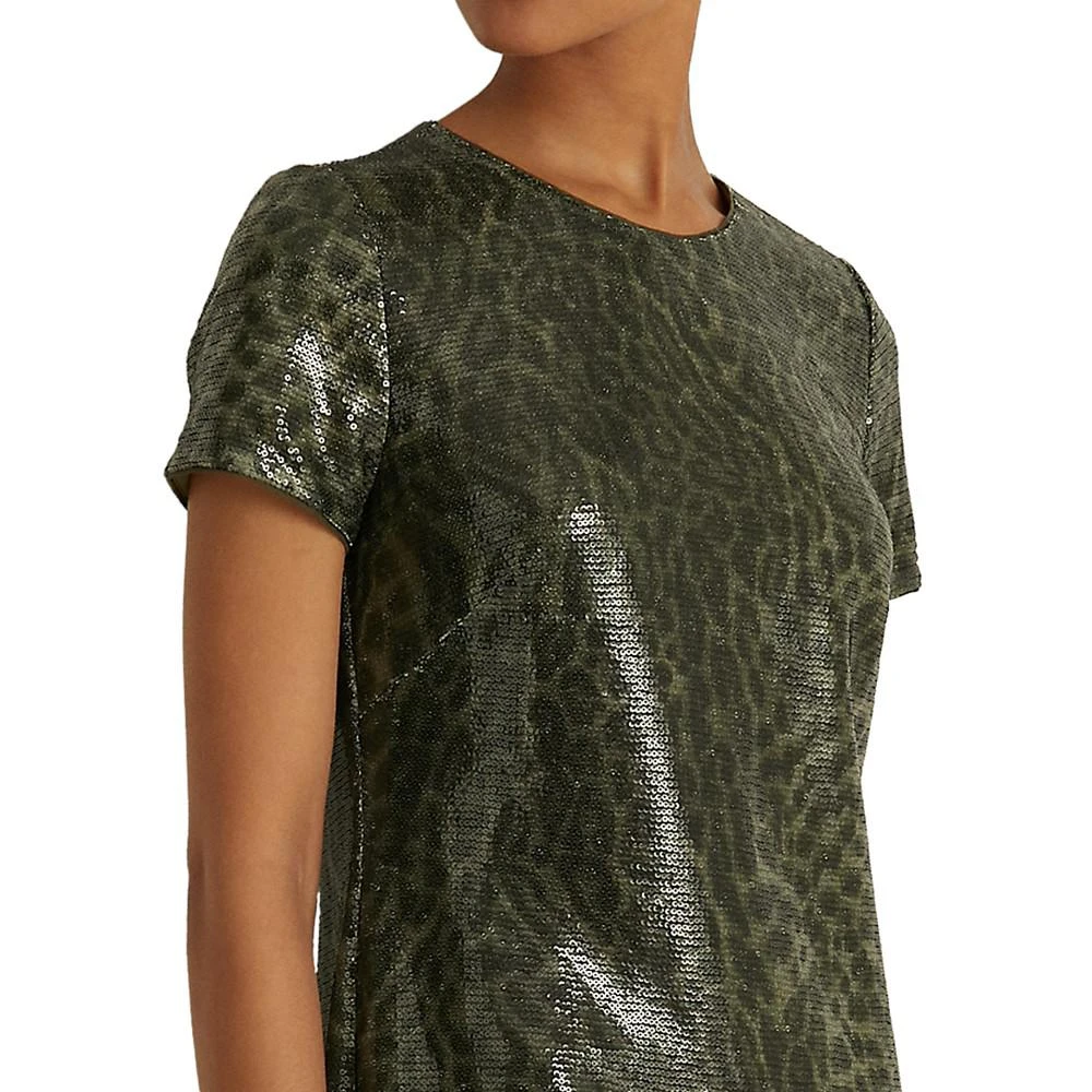 商品Ralph Lauren|Ocelot-Print Sequined Cocktail Dress,价格¥441,第4张图片详细描述