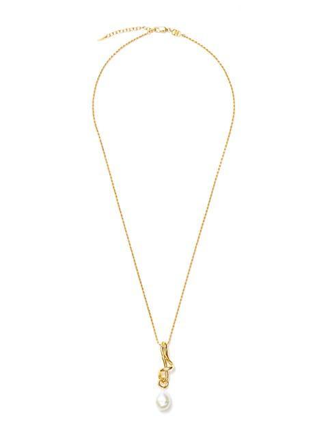 商品Missoma|Molten Pearl 18K Gold-Plate & Baroque Pearl Pendant Necklace,价格¥1347,第1张图片