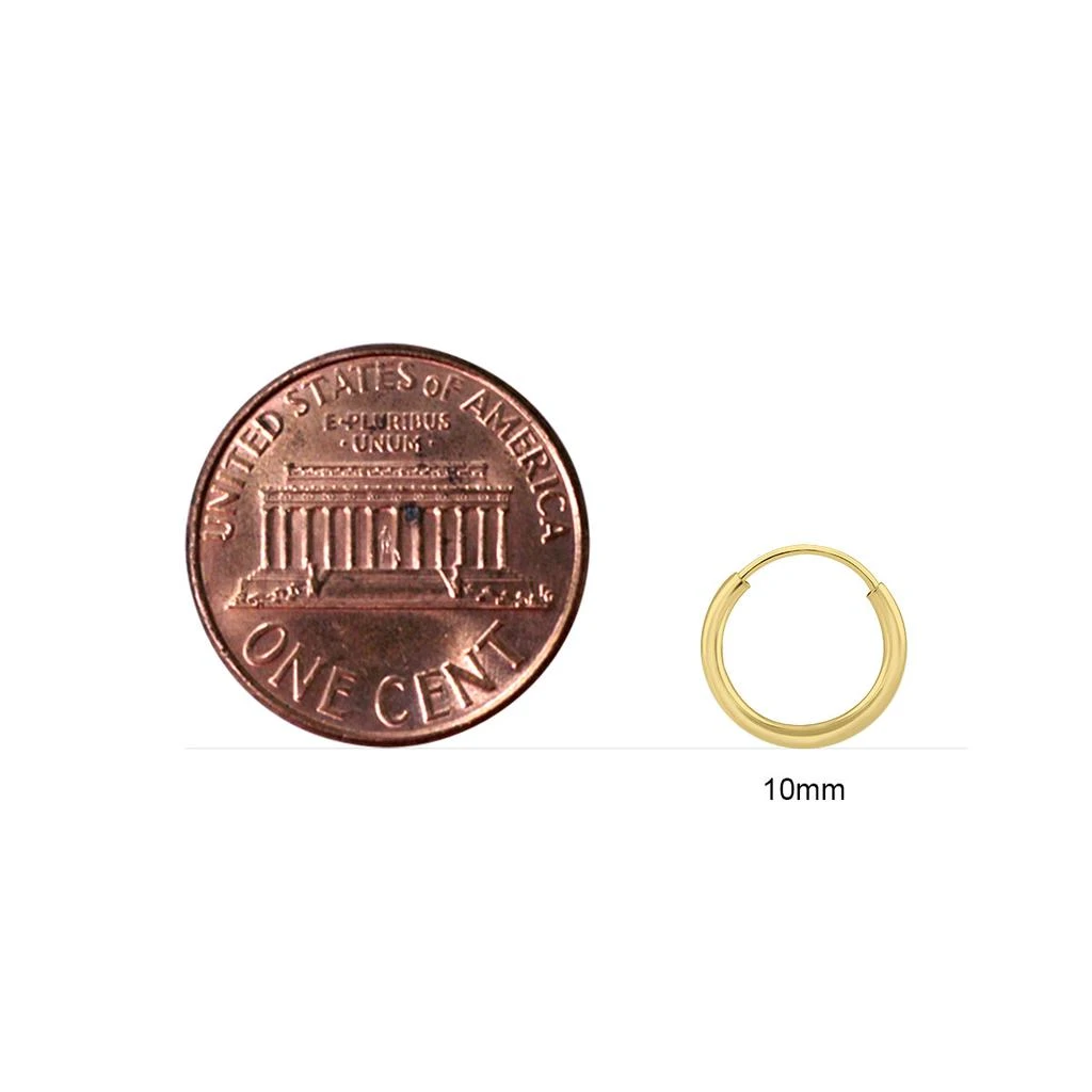 商品Monary|10mm Endless 14K Yellow Gold Filled Thin Huggie Hoop Earrings,价格¥207,第4张图片详细描述