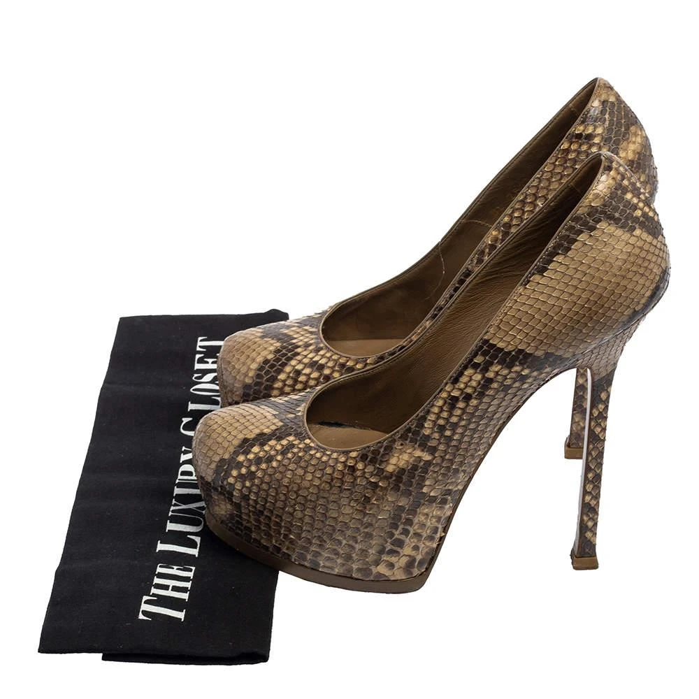 Saint Laurent Beige Python Tribtoo Platform Pumps Size 38 商品