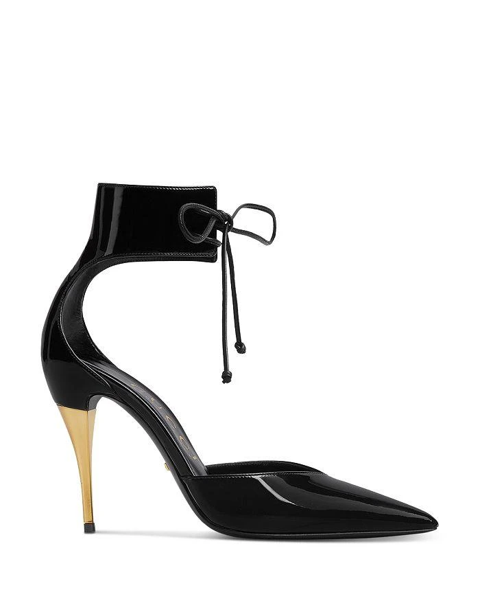 商品Gucci|Women's Pointed Toe Ankle Tie High Heel Pumps,价格¥7455,第2张图片详细描述